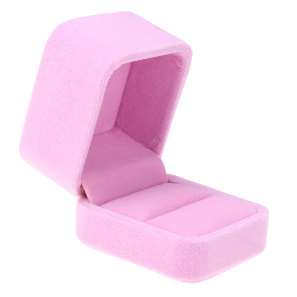 Velvet Engagement Wedding Earring Ring Jewelry Display Box  Pink