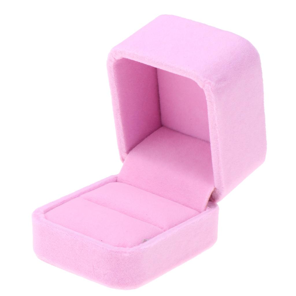 Velvet Engagement Wedding Earring Ring Jewelry Display Box  Pink