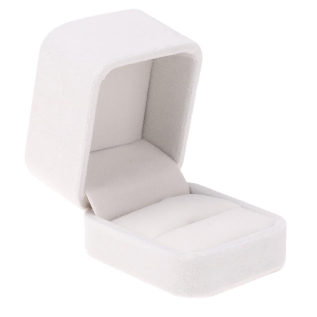 Velvet Engagement Wedding Earring Ring Jewelry Display Box  White