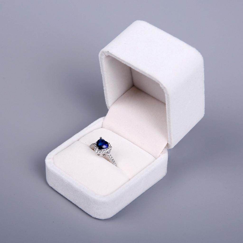 Velvet Engagement Wedding Earring Ring Jewelry Display Box  White