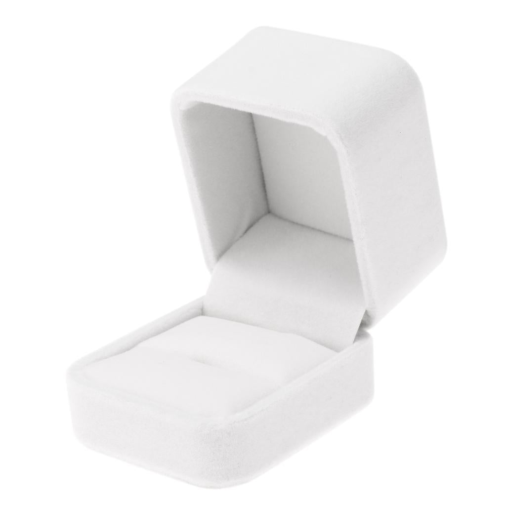 Velvet Engagement Wedding Earring Ring Jewelry Display Box  White