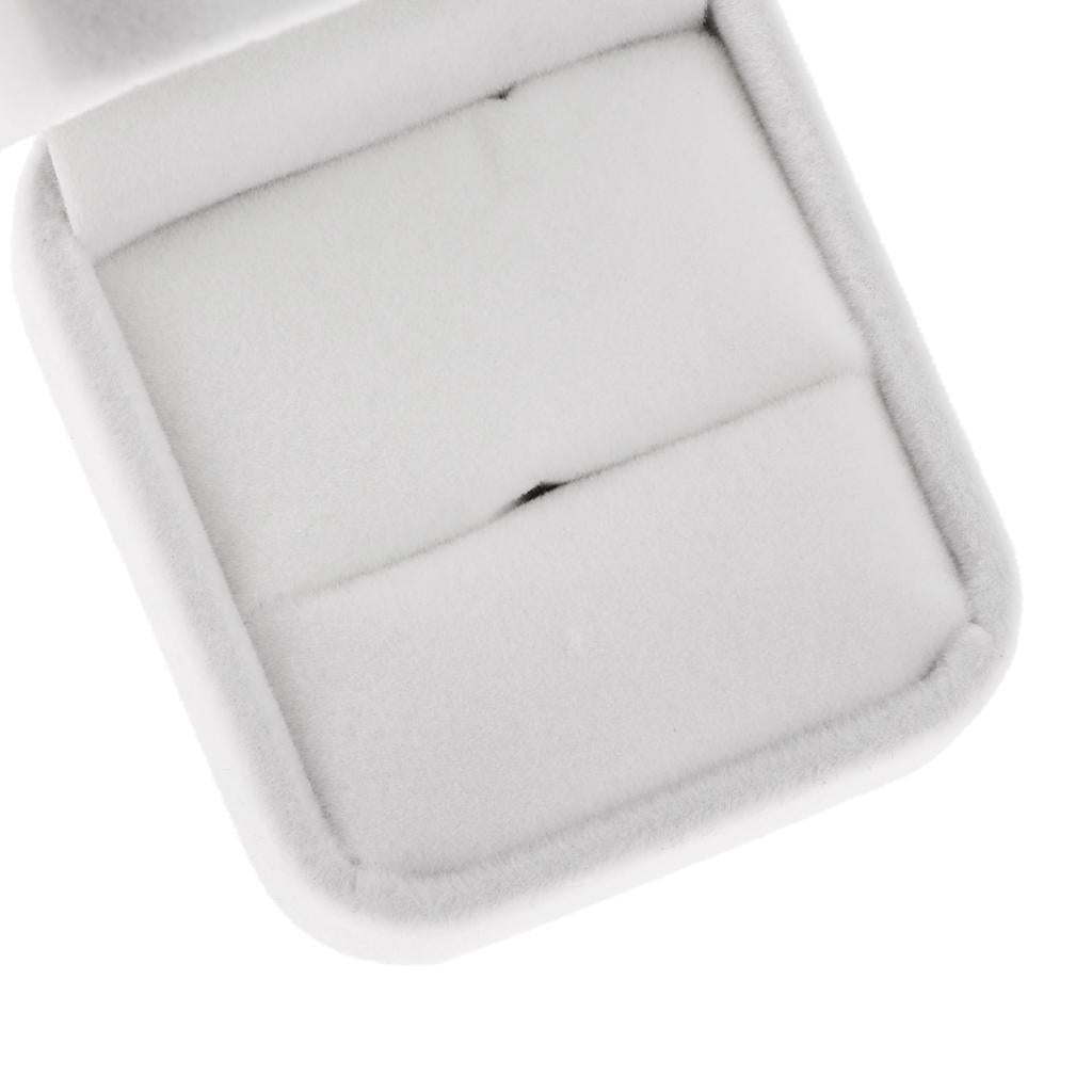 Velvet Engagement Wedding Earring Ring Jewelry Display Box  White