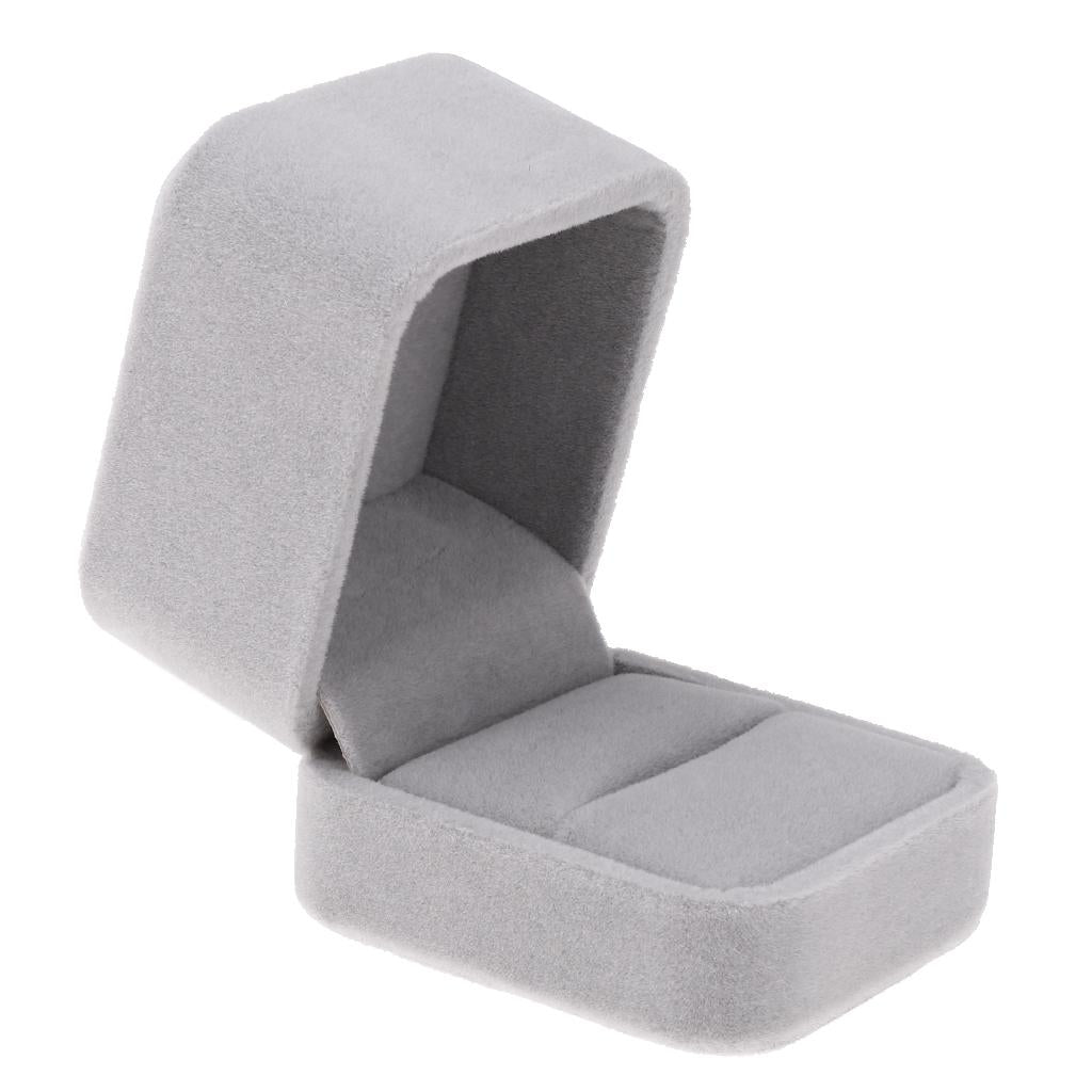 Velvet Engagement Wedding Earring Ring Jewelry Display Box  Grey