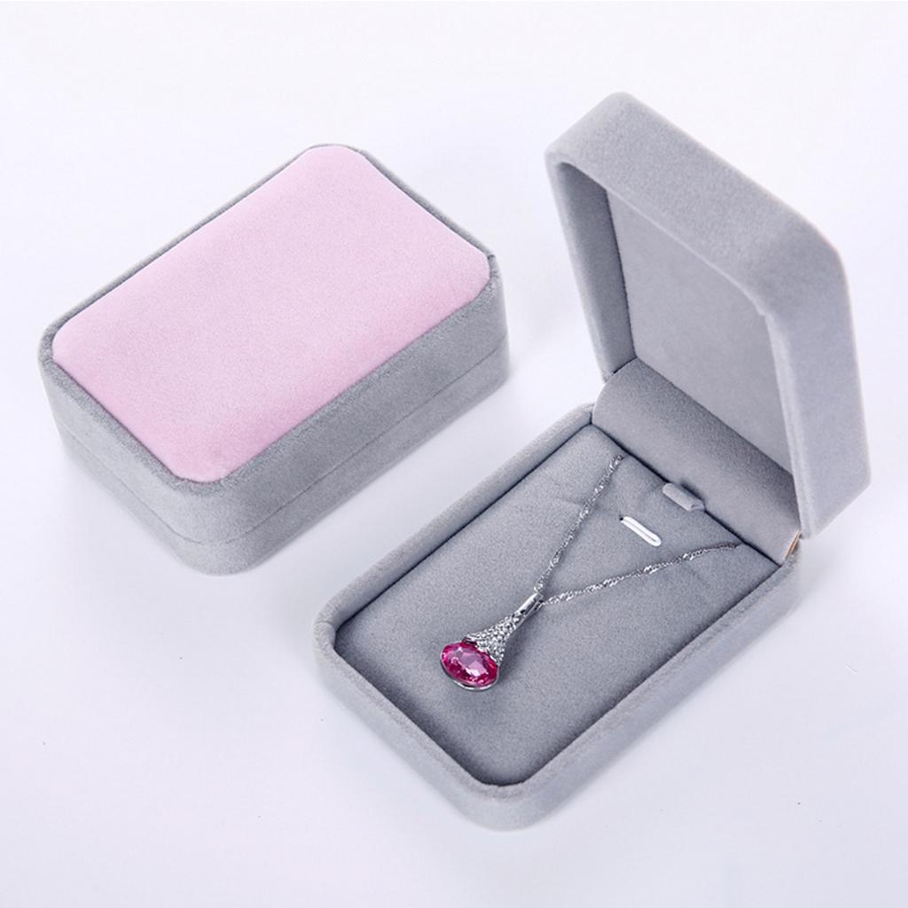 Big Necklace Pendant Bracelet Jewelry Display Storage Box Case Pink and Grey