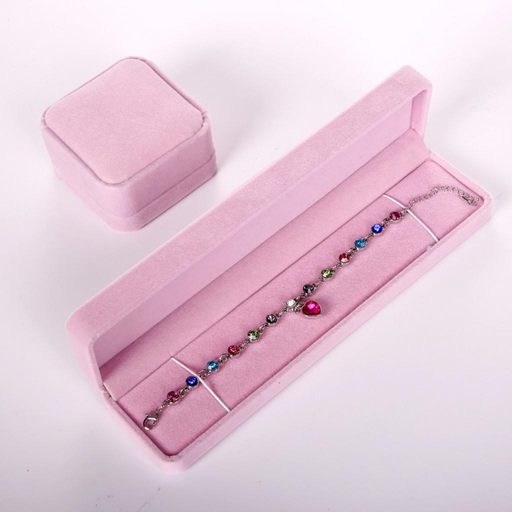 Long Necklace Bracelet Jewelry Storage Presentation Gift Box Pink