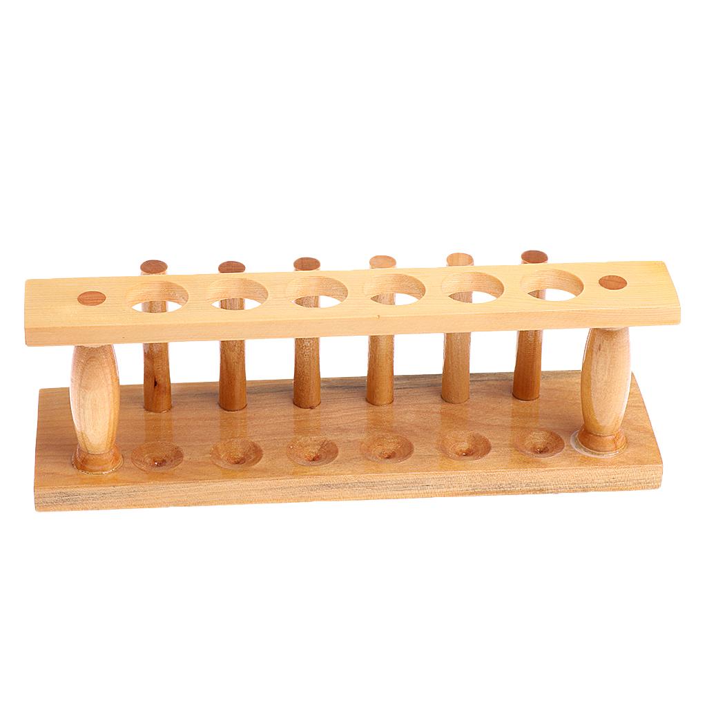 6 Holes & 6 Pins Wooden Test Tube Rack Holder Burette Stand Laboratory Shelf