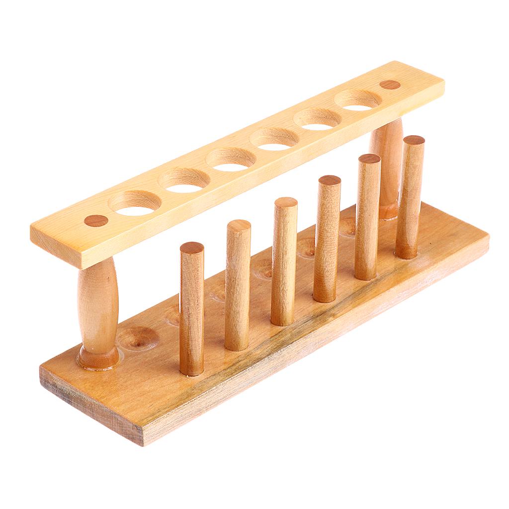 6 Holes & 6 Pins Wooden Test Tube Rack Holder Burette Stand Laboratory Shelf