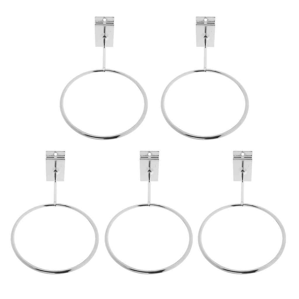 5 Pieces Slatwall Display Rings Football Rugby Basketball Ball Hanging Arms