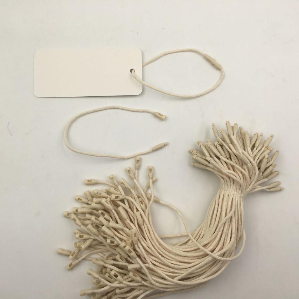 200 Pieces Hang Tag Cotton Fasteners Bullet Tie String 7.5 Inch Beige