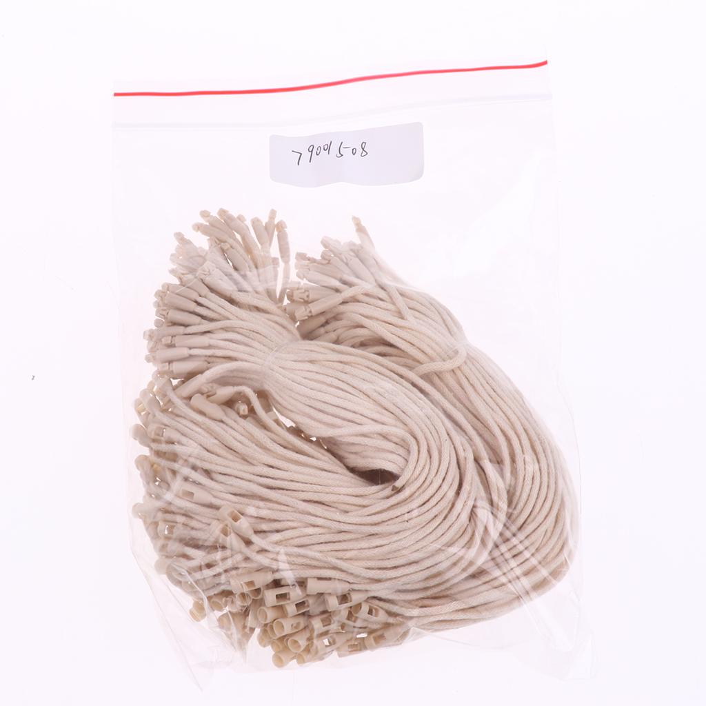 200 Pieces Hang Tag Cotton Fasteners Bullet Tie String 7.5 Inch Beige