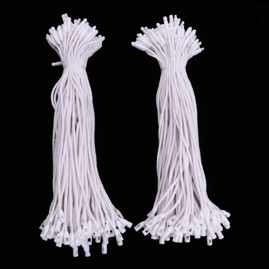 200 Pieces Hang Tag Cotton Fasteners Bullet Tie String 7.5 Inch White