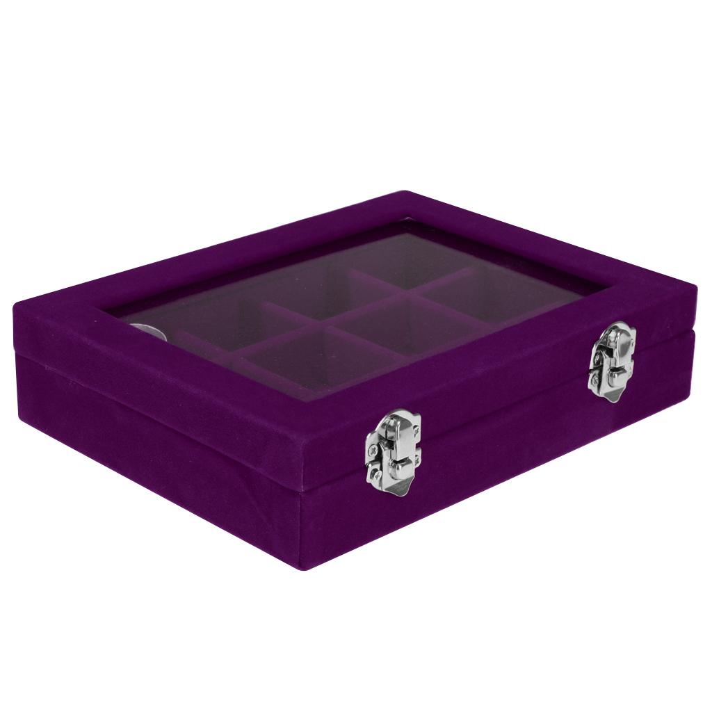 12 Slots Jewelry Display Showcase Multifunction Storage Lockable Purple