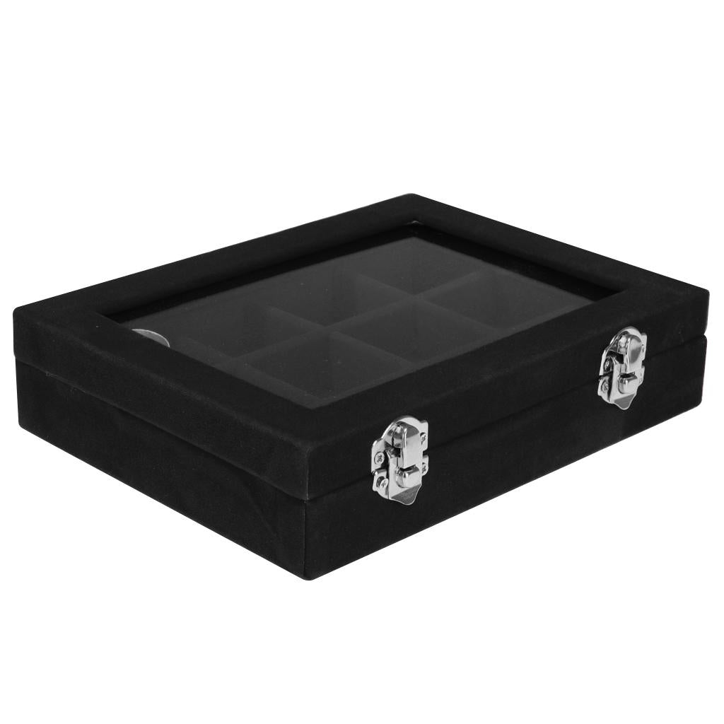 12 Slots Jewelry Display Showcase Multifunction Storage Lockable Black