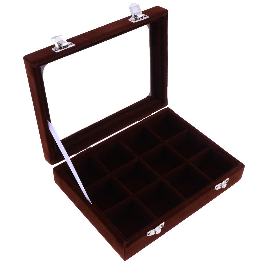 Wide Slot Jewelry Ring Display Storage Case Holds 24 Rings with Lock