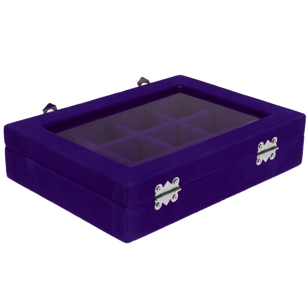 12 Slots Jewelry Display Showcase Multifunction Storage Lockable Royal Blue