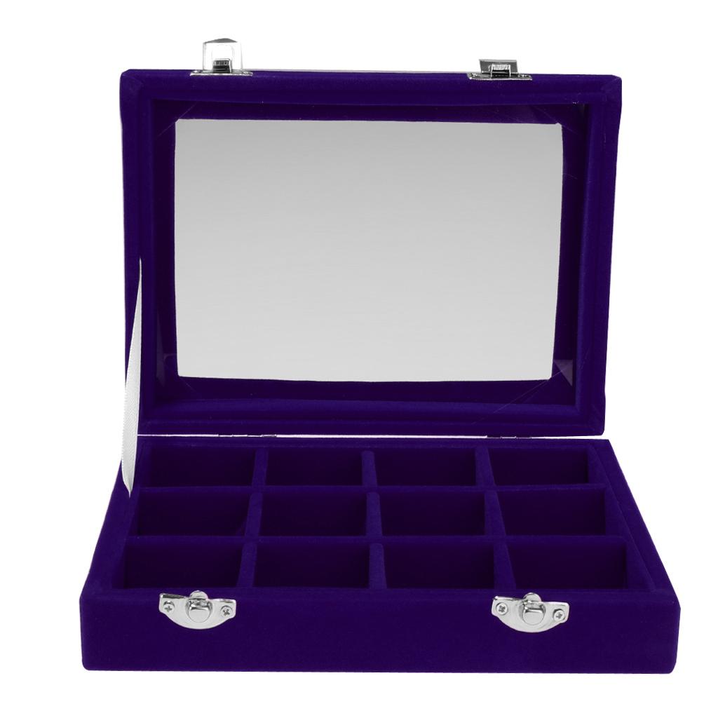 12 Slots Jewelry Display Showcase Multifunction Storage Lockable Royal Blue