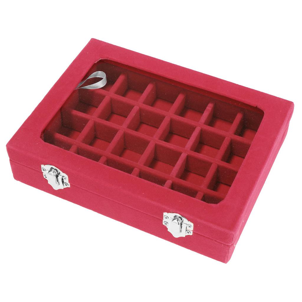 Wooden Velvet Jewelry Necklace Ring Storage Box Case Organizer Gift Red
