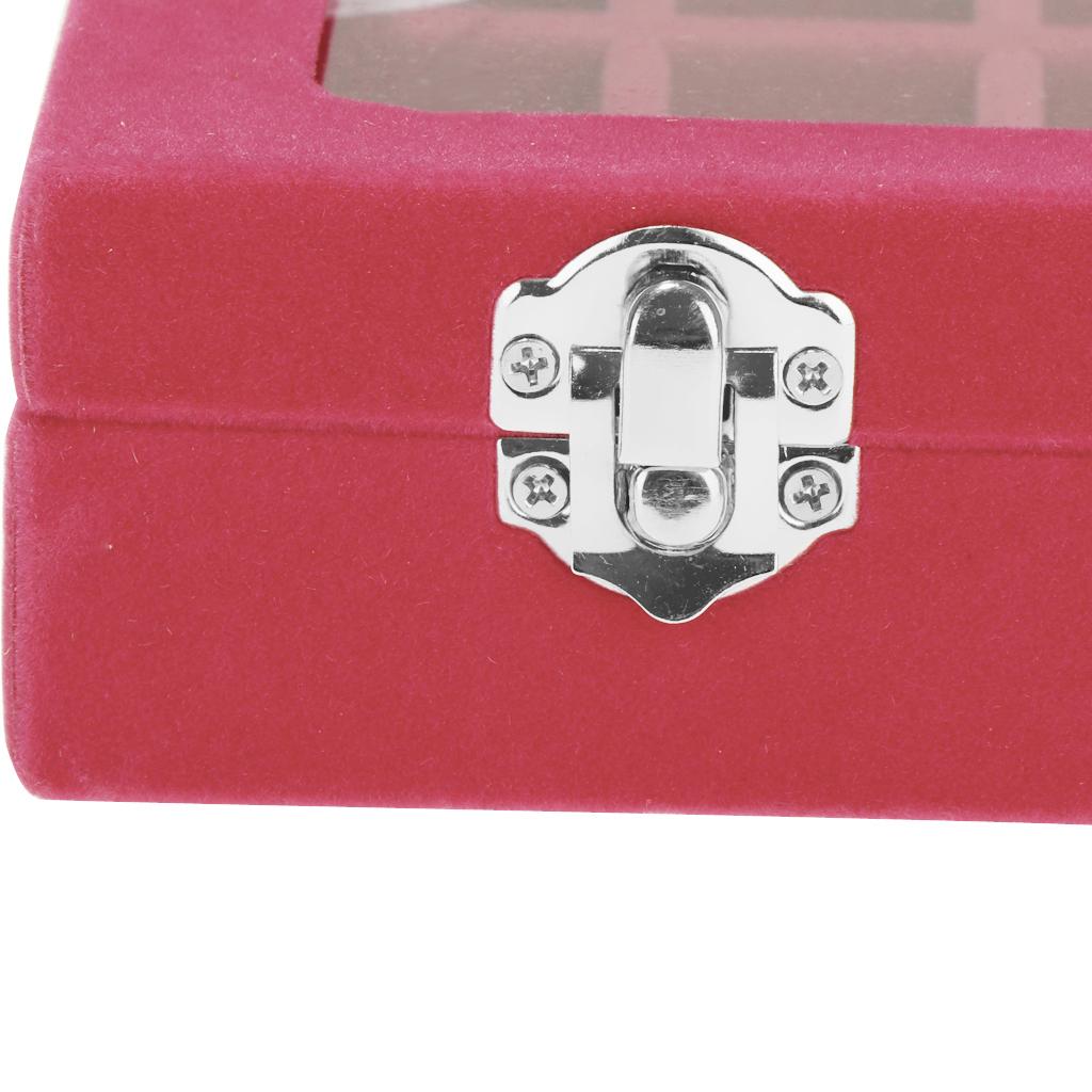 Wooden Velvet Jewelry Necklace Ring Storage Box Case Organizer Gift Red