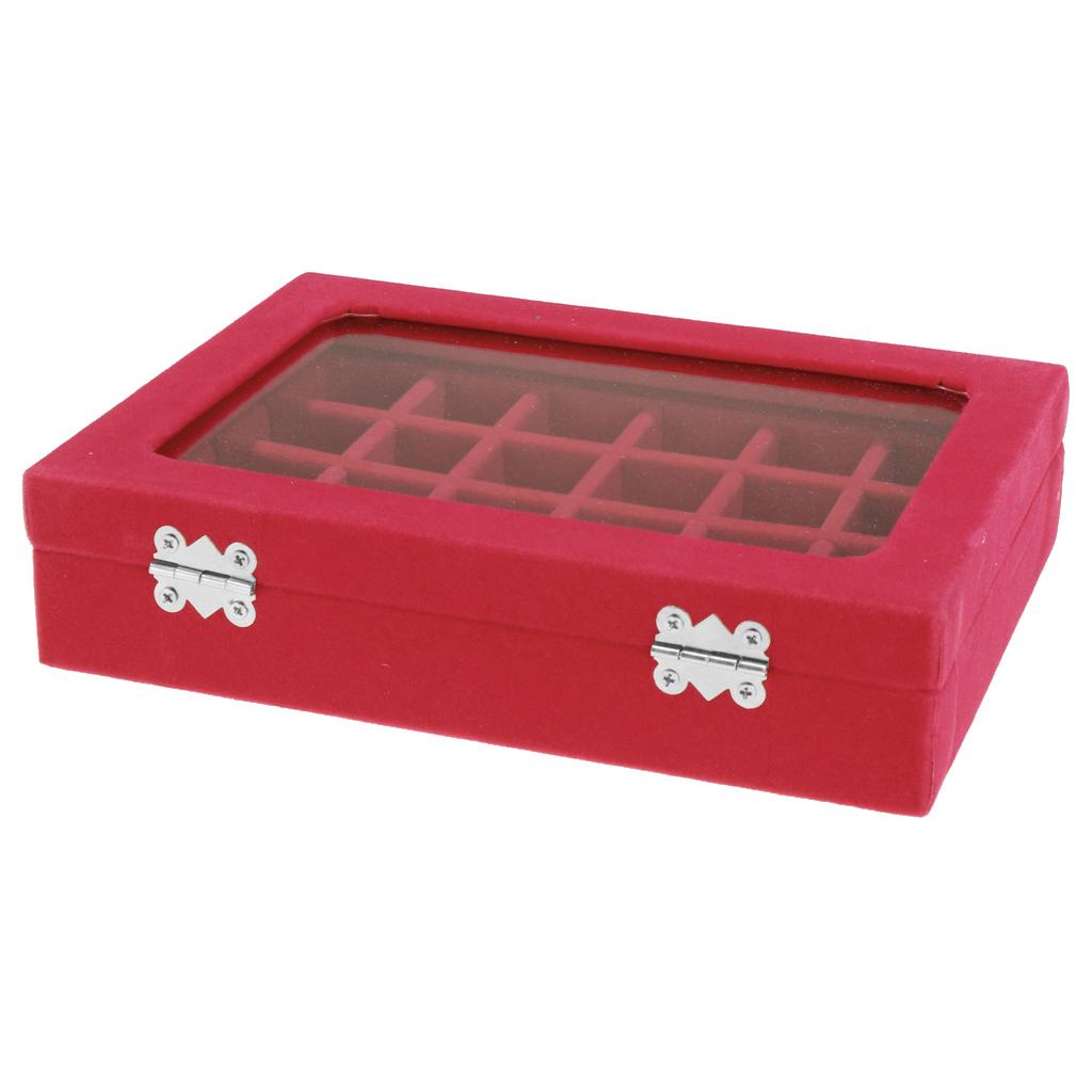 Wooden Velvet Jewelry Necklace Ring Storage Box Case Organizer Gift Red