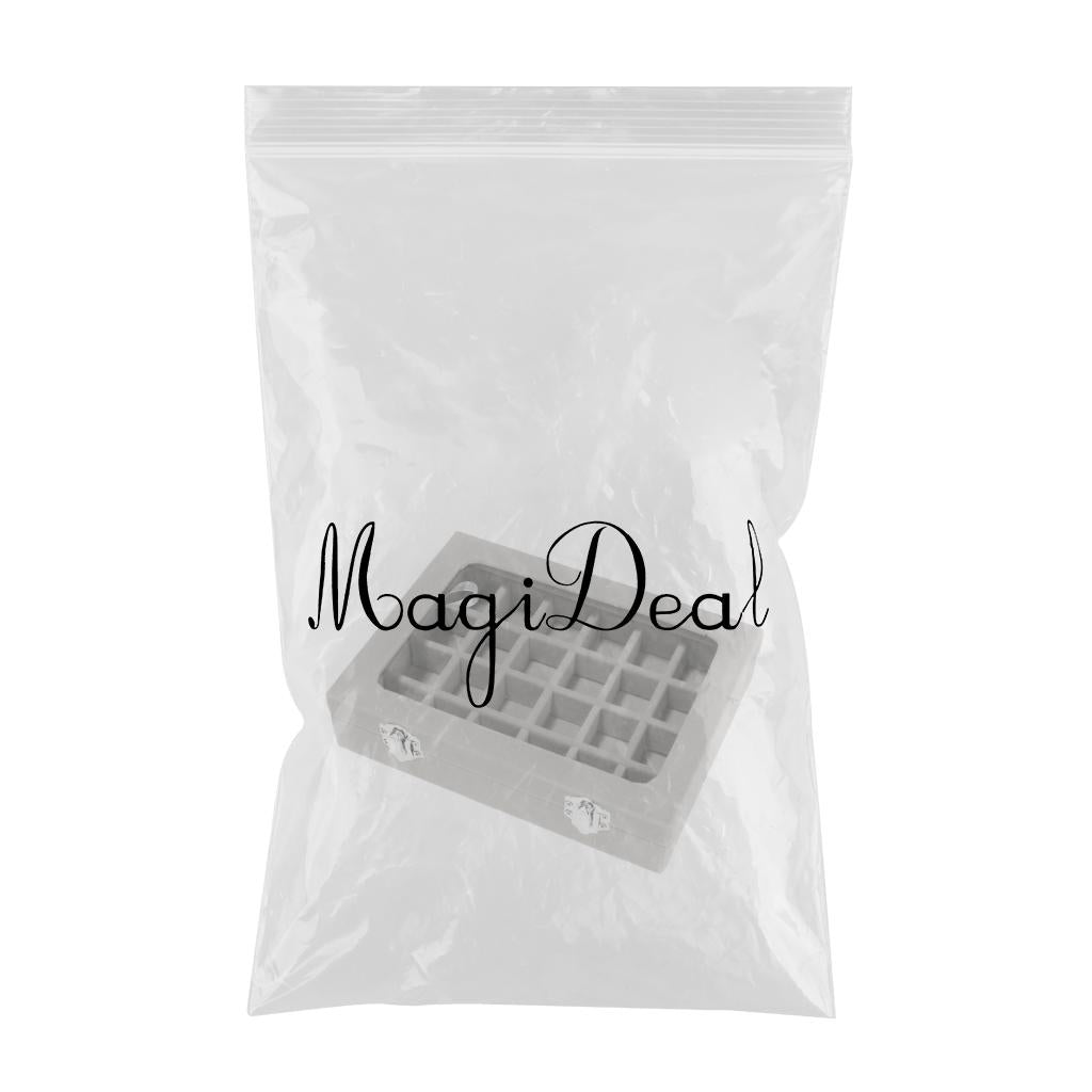 Wooden Velvet Jewelry Necklace Ring Storage Box Case Organizer Gift Grey