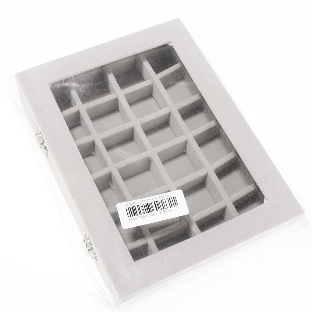 Wooden Velvet Jewelry Necklace Ring Storage Box Case Organizer Gift Grey