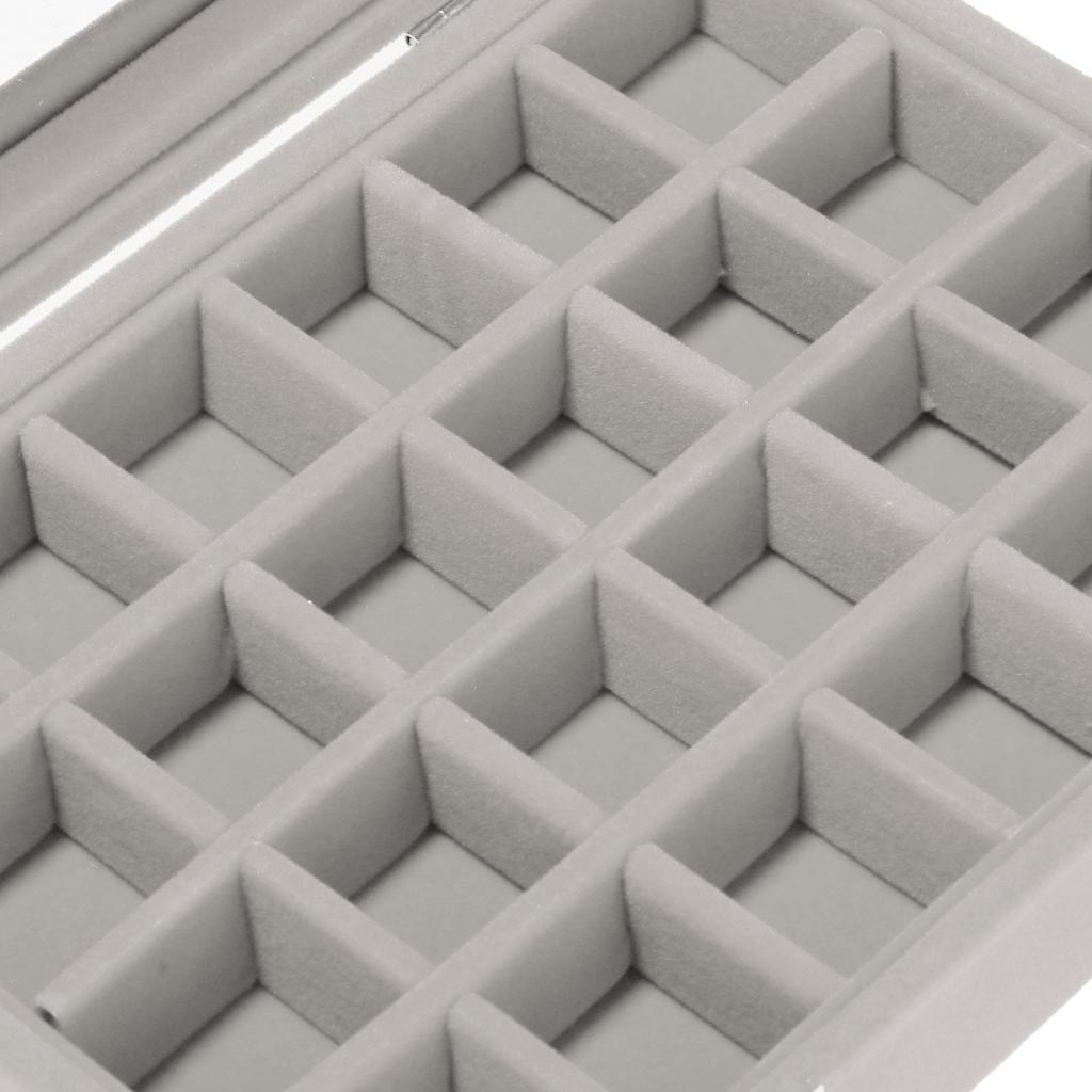 Wooden Velvet Jewelry Necklace Ring Storage Box Case Organizer Gift Grey