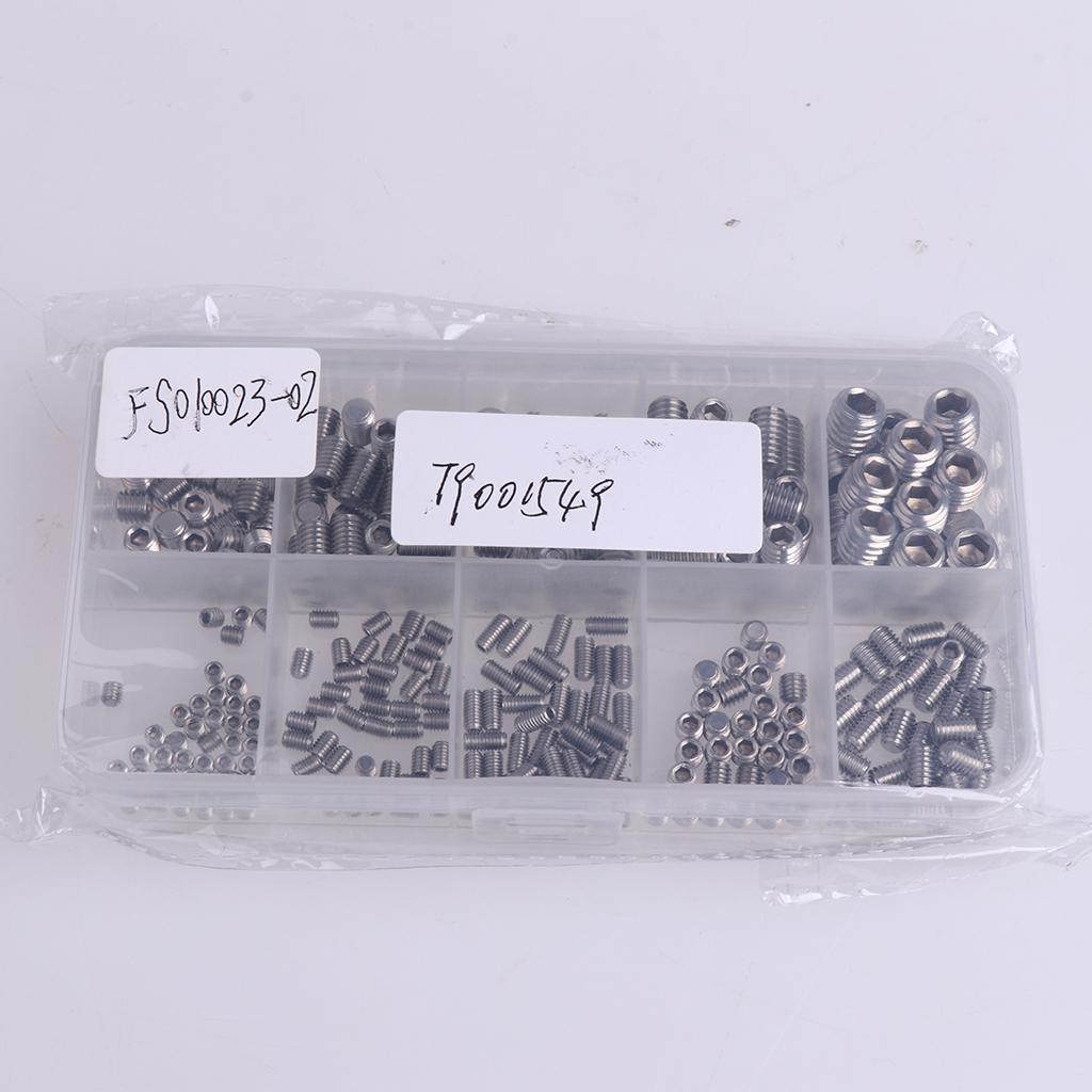 Assorted 300 Pieces Allen Hex Screws Machine Headless Hexagon Socket Bolts