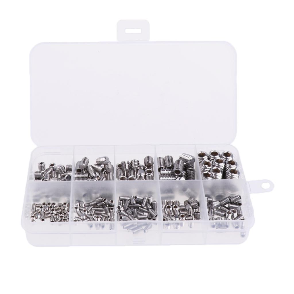 Assorted 300 Pieces Allen Hex Screws Machine Headless Hexagon Socket Bolts