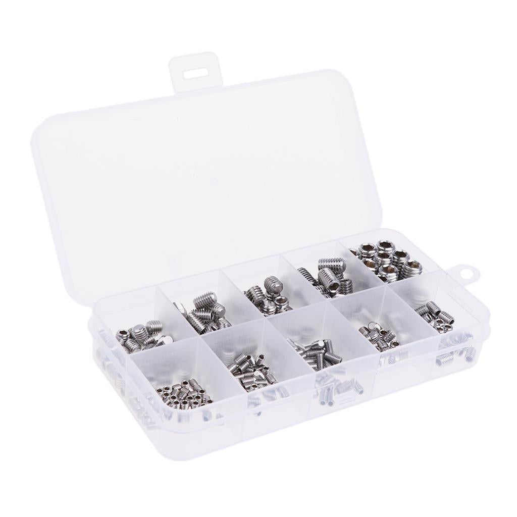 Assorted 300 Pieces Allen Hex Screws Machine Headless Hexagon Socket Bolts