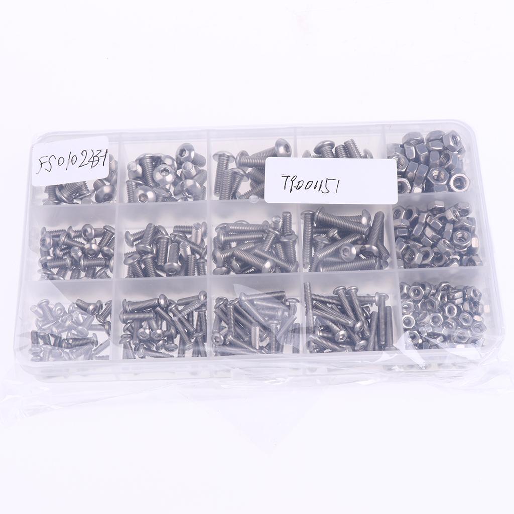 Stainless Steel //Hex Socket Button Head Bolts Screws Nuts Assortment Kit Box-M3 M4 M5