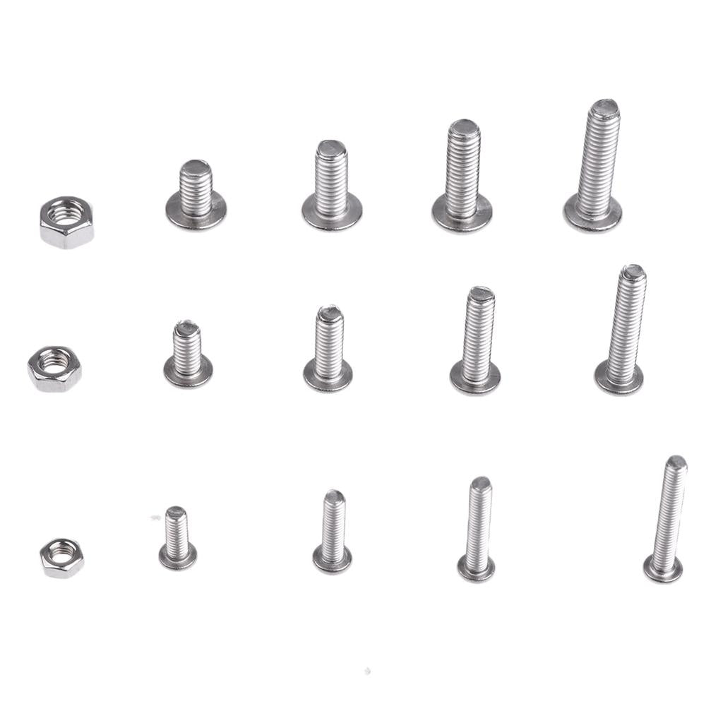 Stainless Steel //Hex Socket Button Head Bolts Screws Nuts Assortment Kit Box-M3 M4 M5