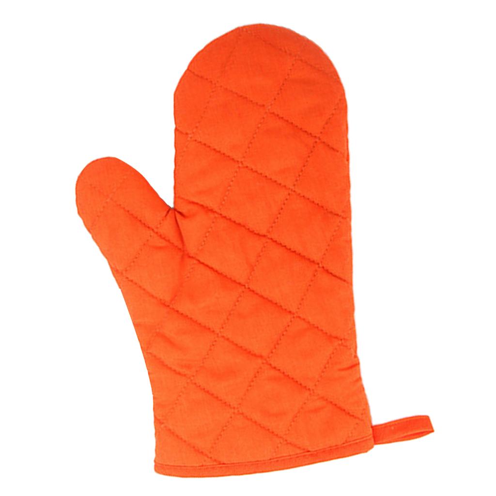 Oven Mitts Kitchen Baking Gloves Polyester Cotton Criss-cross Orange