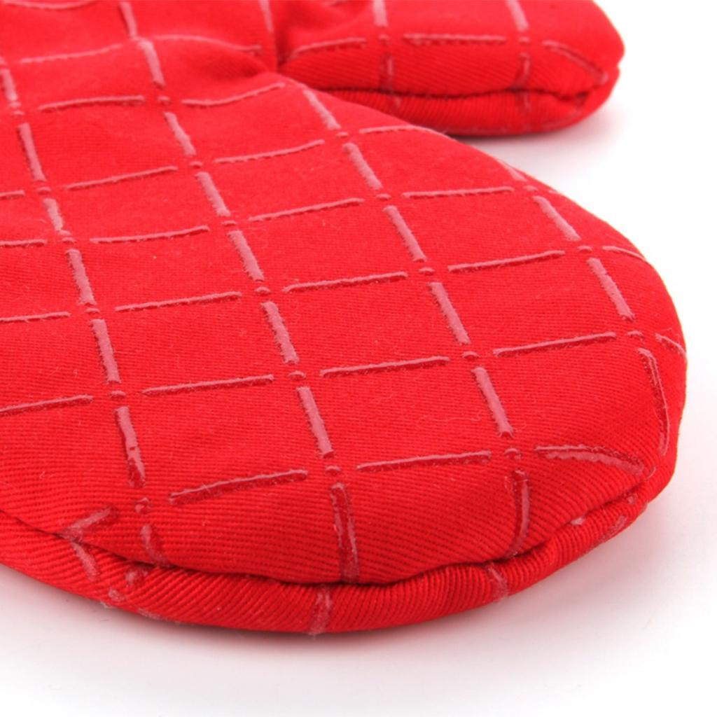 Kitchen Heat Insulation Microwave Oven Mitts Oven Gloves for Cooking Red