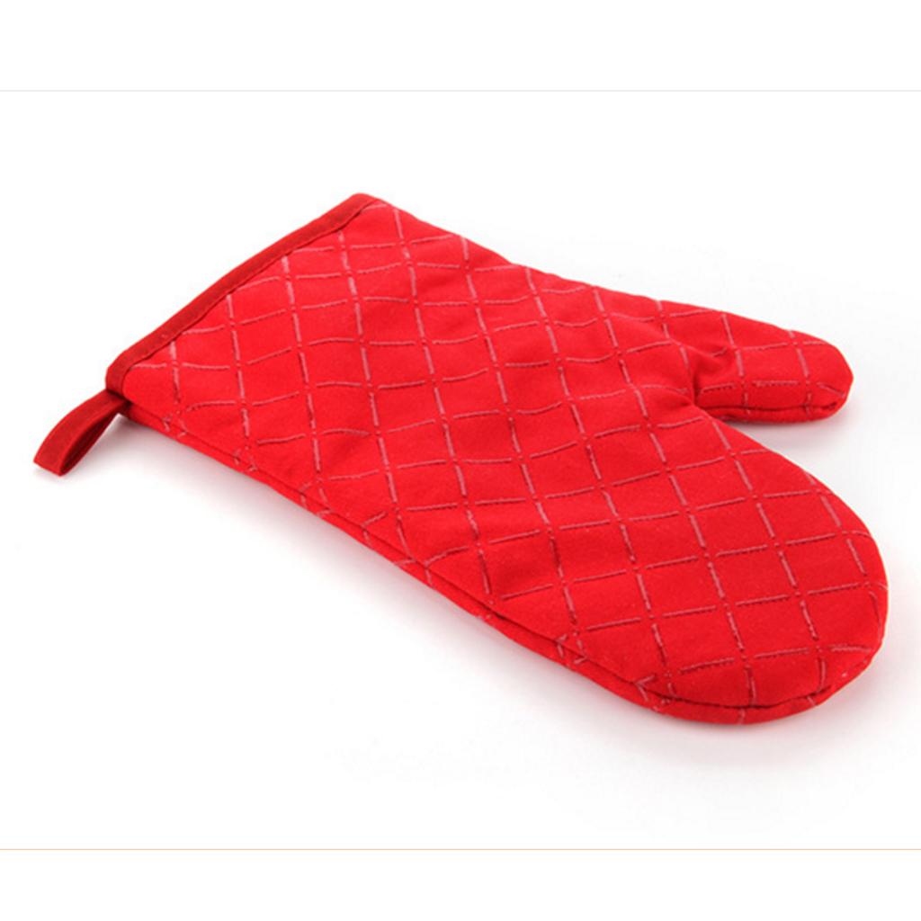 Kitchen Heat Insulation Microwave Oven Mitts Oven Gloves for Cooking Red