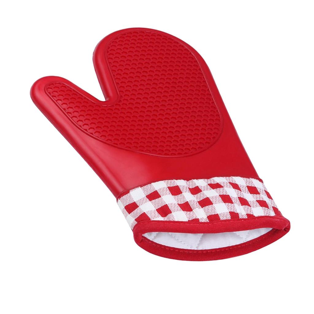 1Piece Silicone Cooking Heat Resistant BBQ Oven Glove Insulation Red