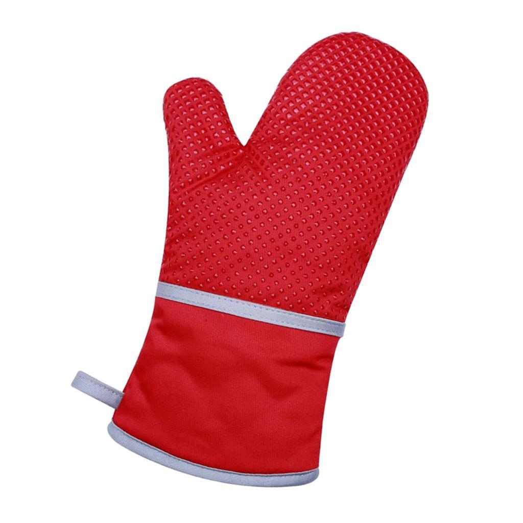 1Piece Kitchen Cooking Heat Resistant Cotton BBQ Oven Glove Insulation Red