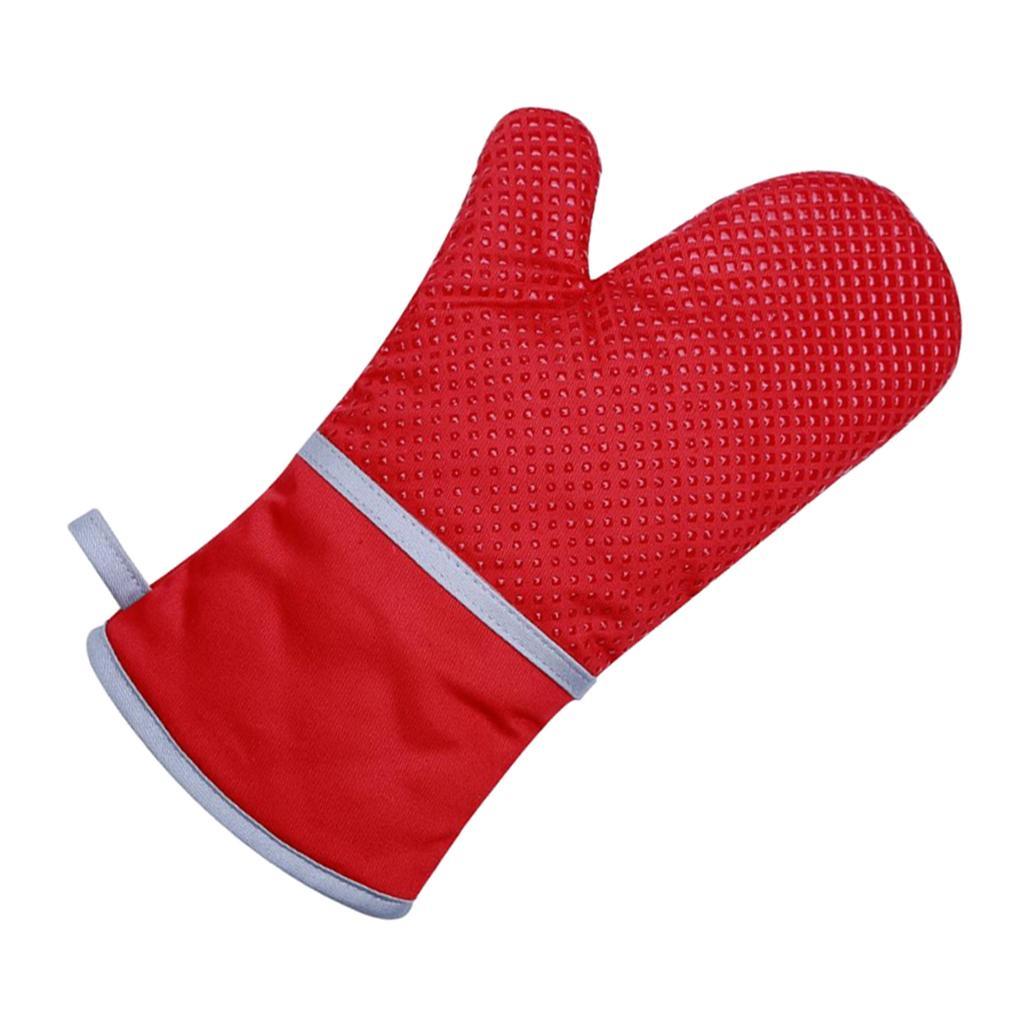 1Piece Kitchen Cooking Heat Resistant Cotton BBQ Oven Glove Insulation Red