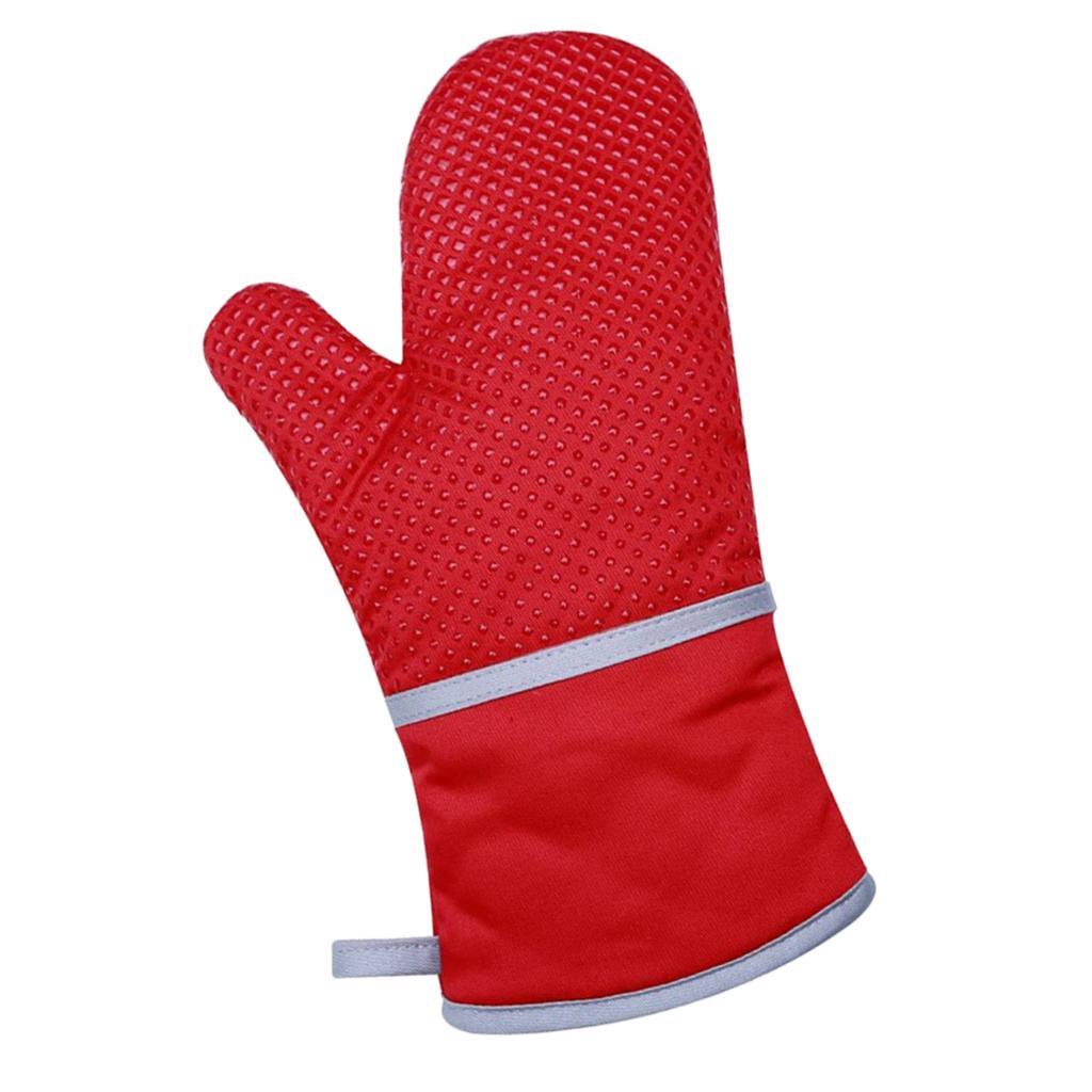 1Piece Kitchen Cooking Heat Resistant Cotton BBQ Oven Glove Insulation Red