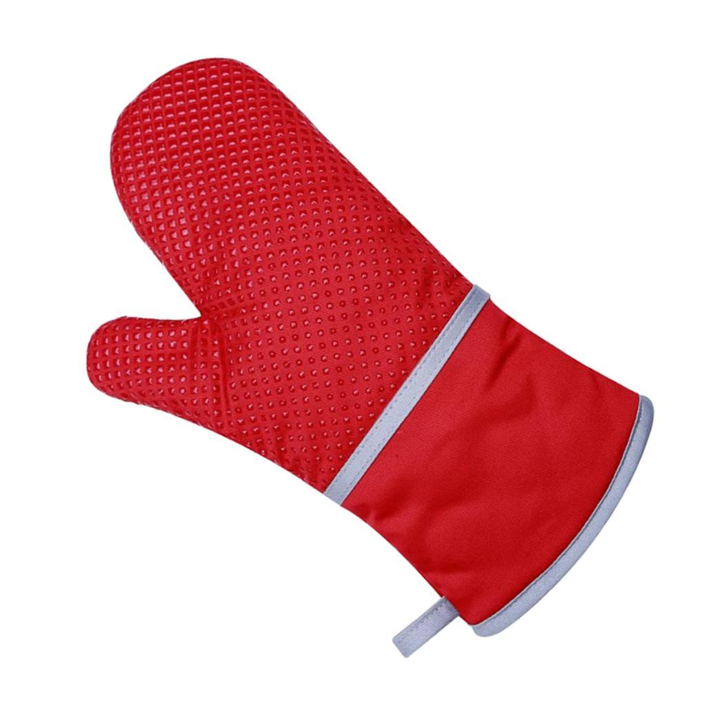 1Piece Kitchen Cooking Heat Resistant Cotton BBQ Oven Glove Insulation Red