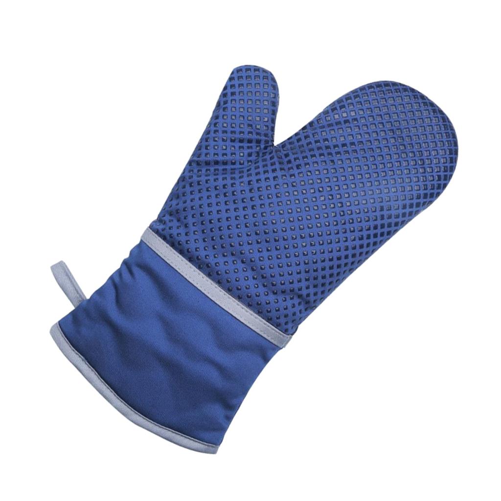 1Piece Kitchen Cooking Heat Resistant Cotton BBQ Oven Glove Insulation Blue