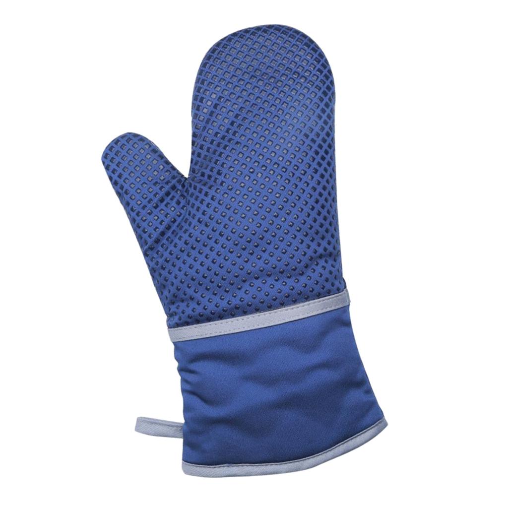 1Piece Kitchen Cooking Heat Resistant Cotton BBQ Oven Glove Insulation Blue