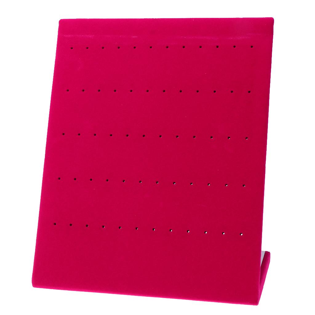 60-Hole Velvet Jewelry Frame Stand L-type Plastic Display Rack Rose Pink