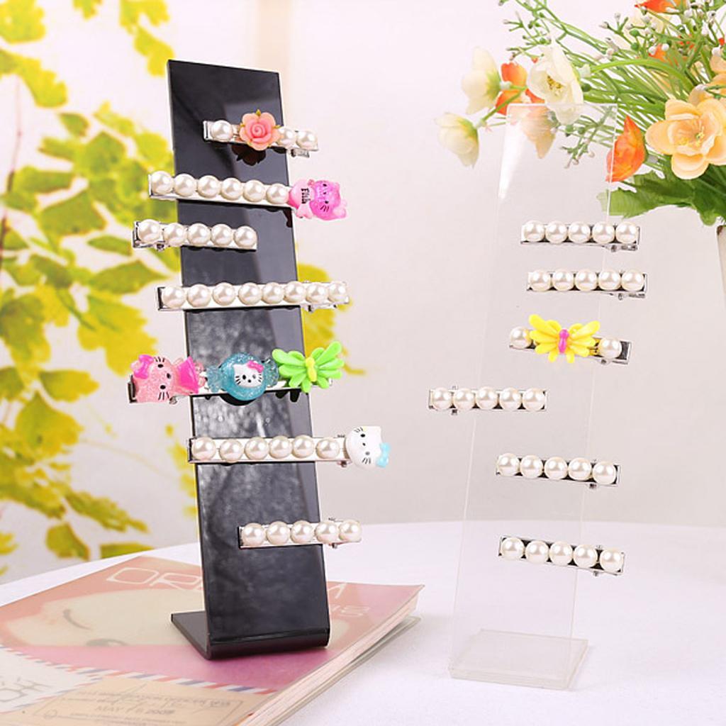 Acrylic Hair Clip Jewelry HairPin Barrette Display Stand Holder Black