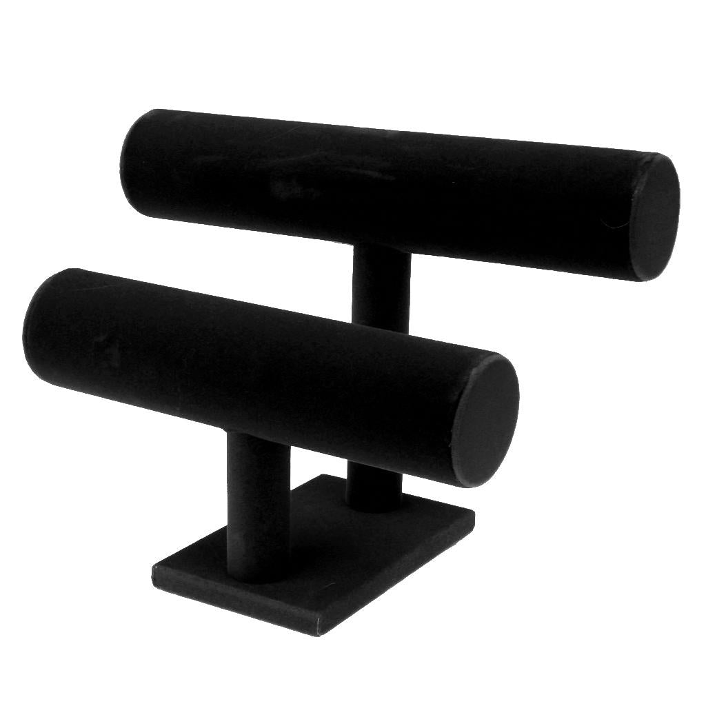 T-bar Jewelry Bracelet Watch Display Stand Holder Velvet Black