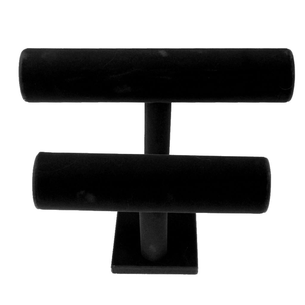 T-bar Jewelry Bracelet Watch Display Stand Holder Velvet Black