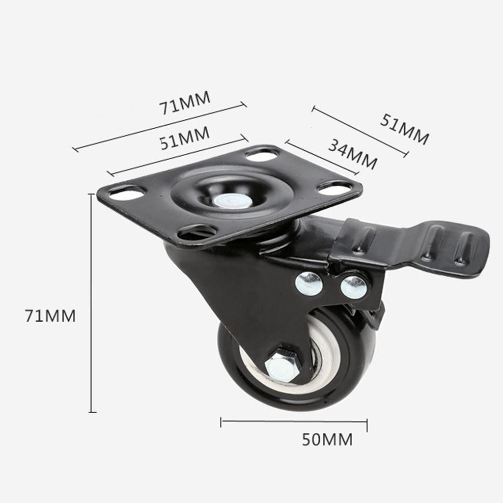 4 Pcs 2'' Swivel Caster PU Wheels with Brake Lock Universal Replacement