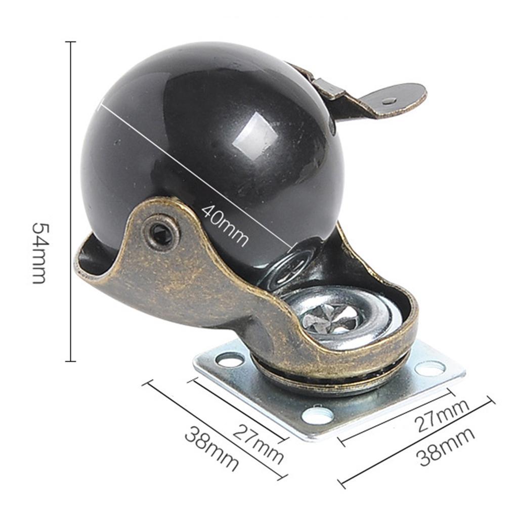 4 Pcs 1.5'' Swivel Ball Caster PP Wheels with Brake Lock Screw-in Universal