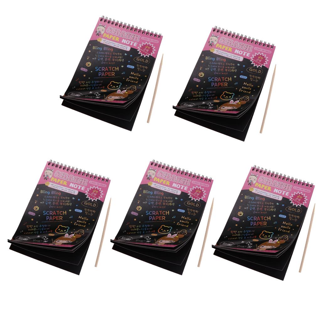 Colourful Rainbow DIY Art Scratch Drawing Notepad Sketchbook Kid's Gift Pink