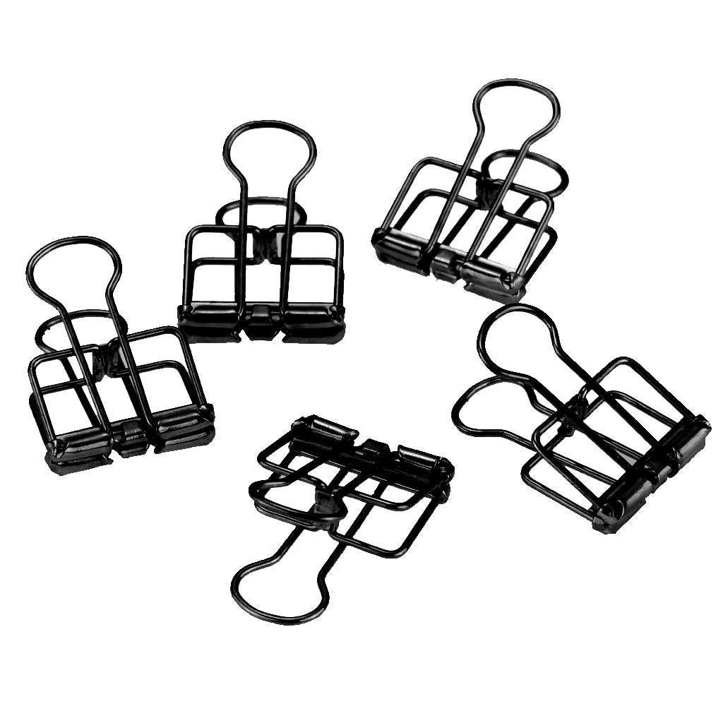 5 Pieces Hollow Long Tail Clips Folder Dovetail Wire Binder Clips Black