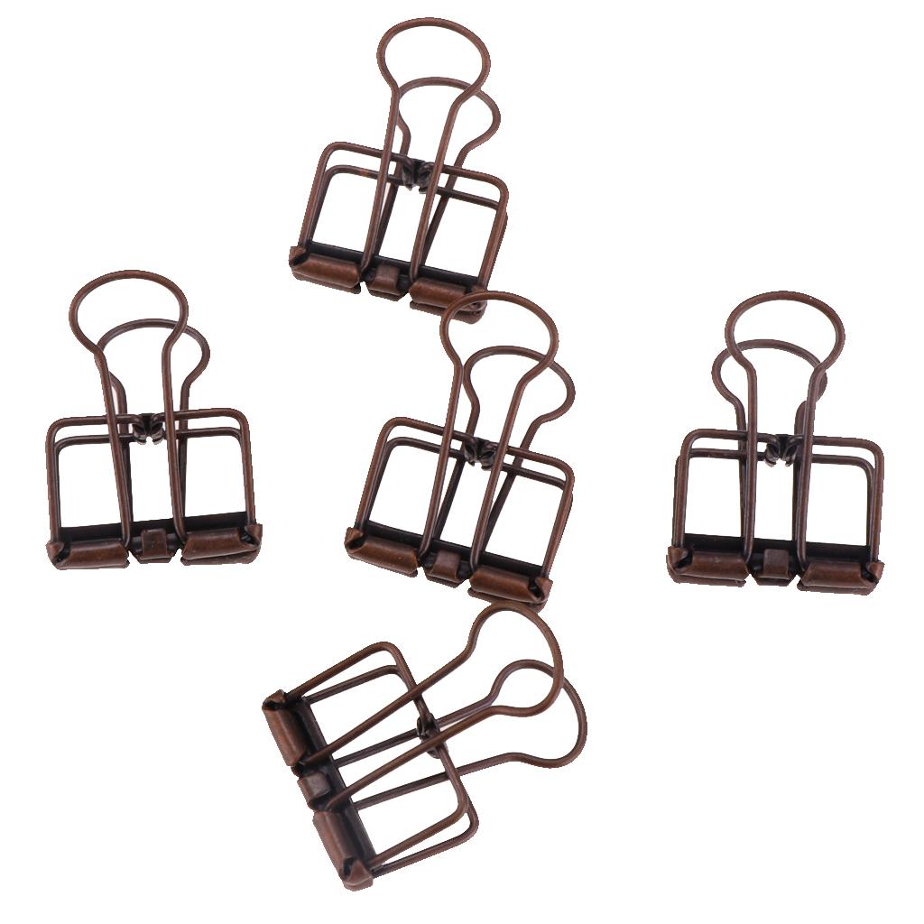 5 Pieces Hollow Long Tail Clips Folder Dovetail Wire Binder Clips Brass